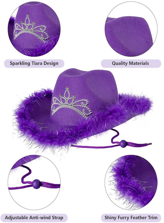 Funny World Purple Cowgirl Hat Cowboy Hat with Bandana, One Size, Purple - Image 5
